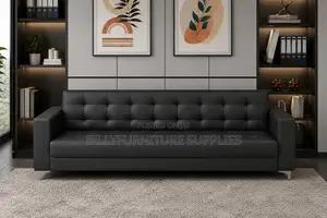 3 Black Executive Office Leather Sofa