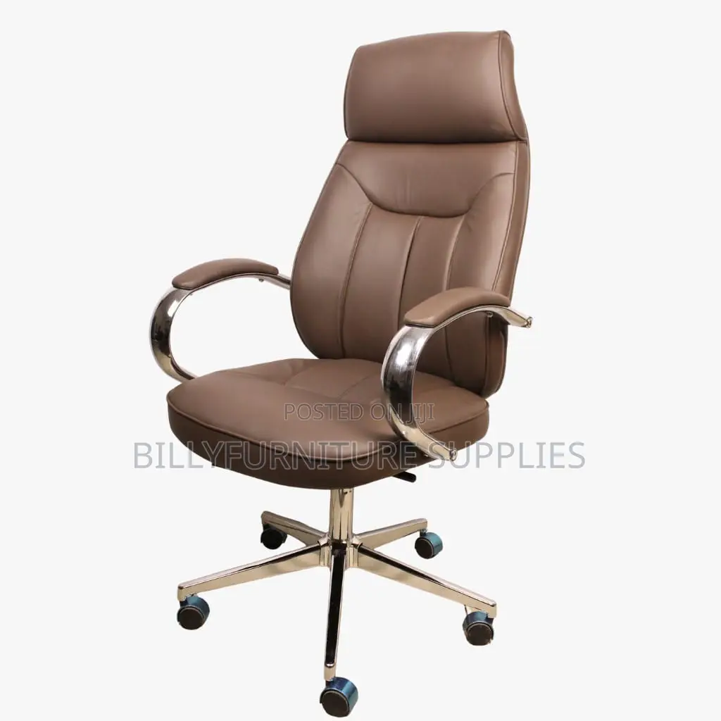 High Back Boss Leather Chair With Chrome Base