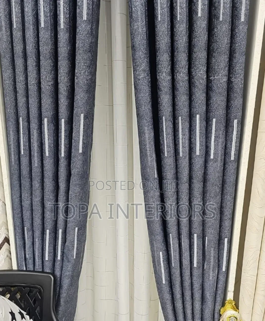 GREY Curtains With White Sheers Per Metre