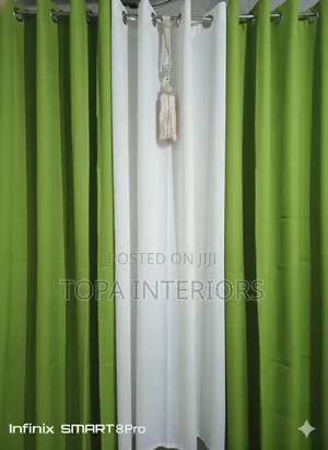 Green Curtains With Elegant White Sheers