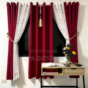 Maroon Curtains With Plain White Sheers for All Rooms