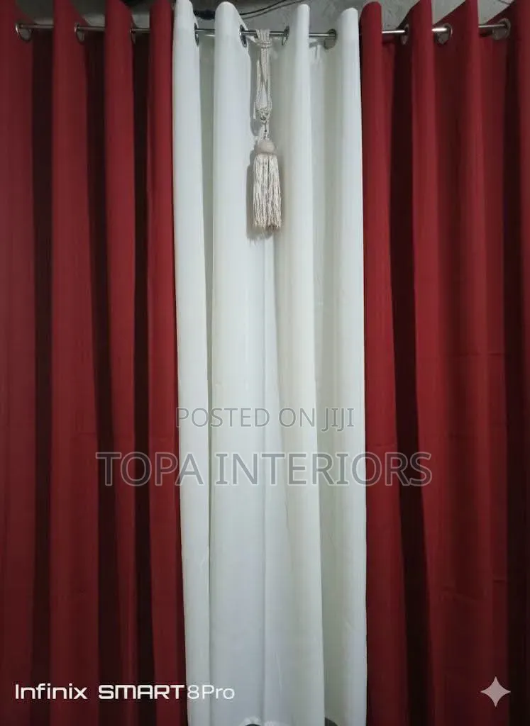 Maroon Curtains With Plain White Sheers for All Rooms