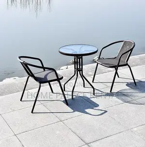 Outdoor Set; 2-Person Round Metal Dining Set With Weatherproof Table