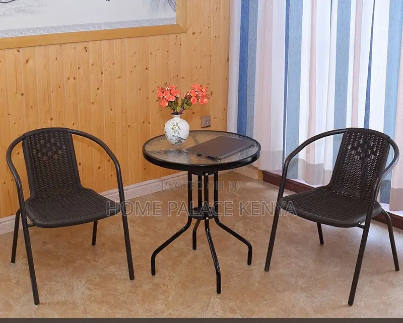 Outdoor Set; 2-Person Round Metal Dining Set With Weatherproof Table