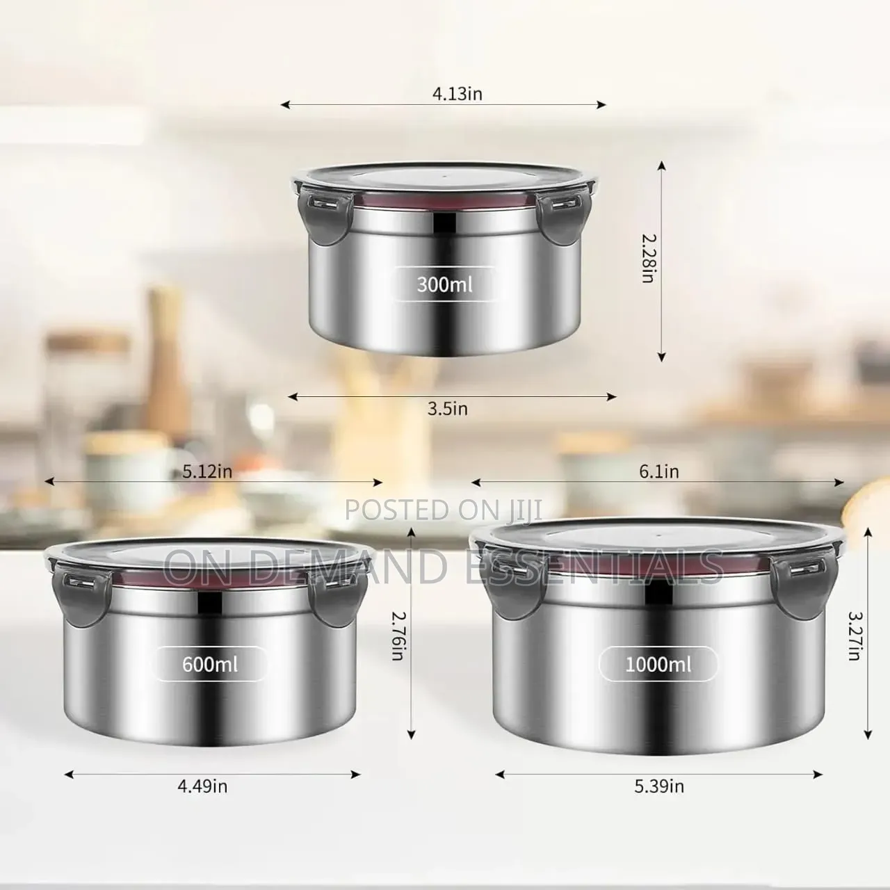 3 PCS Stainless Steel Lunch Box SetLeakproof