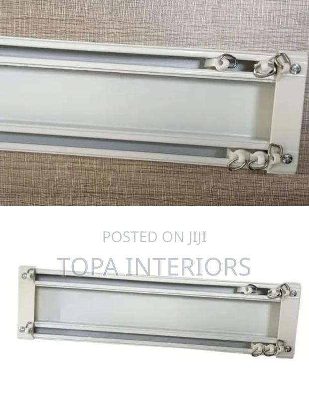 Dual Track White Modern Drapery Double Curtain Rail With Accessories