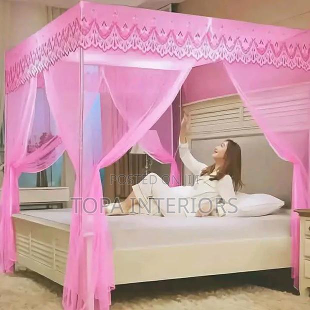 4-Door Pink Mosquito Nets With Accessories - main view