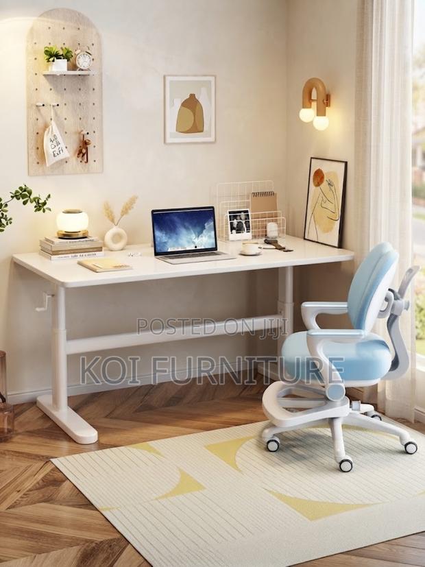 Office Table; Manua; Height Adjustable White Home Office Table - thumbnail 4