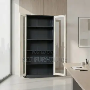 Office Cabinet; Five Adjustable Shelves Gray Office Modern Cabinet