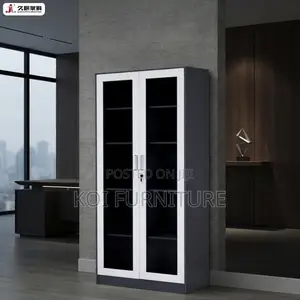 Office Cabinet; Five Adjustable Shelves Gray Office Modern Cabinet