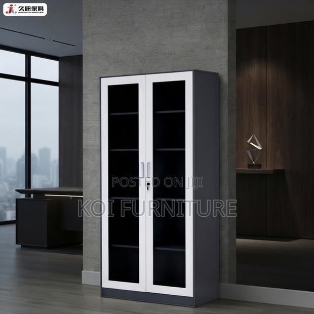 Office Cabinet; Five Adjustable Shelves Gray Office Modern Cabinet - thumbnail 5