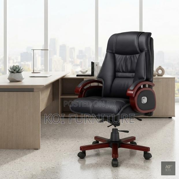 Office Chairs; Executive High Bcak Heavy Leather Boss Seat - thumbnail 2