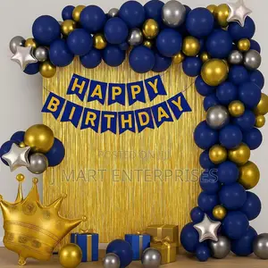 Birthday Decorations– Blue, Gold Silver Indoor /Outdoor