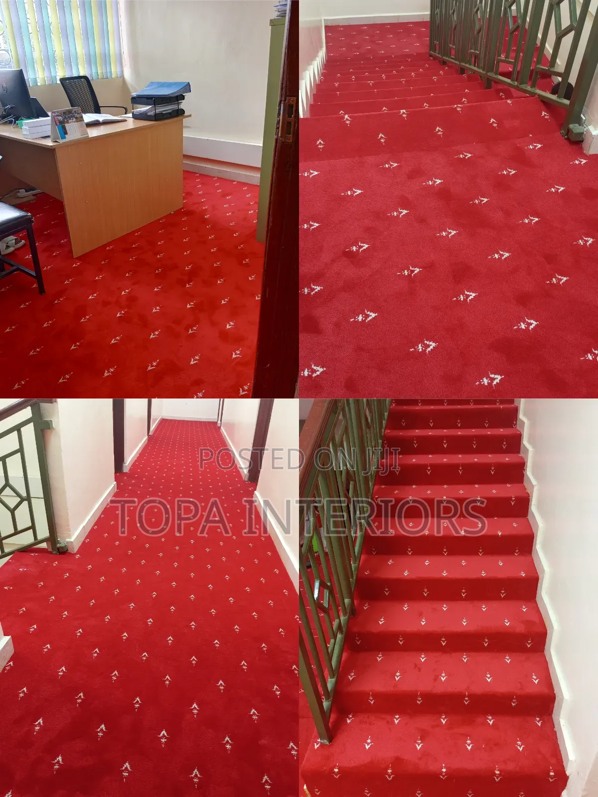 Flowered Executive Red Carpets Wall to Wall Flooring Installation