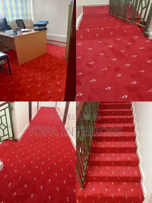 Flowered Executive Red Carpets Wall to Wall Flooring Installation