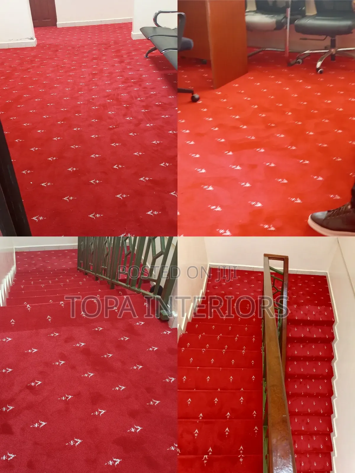 Flowered Executive Red Carpets Wall to Wall Flooring Installation