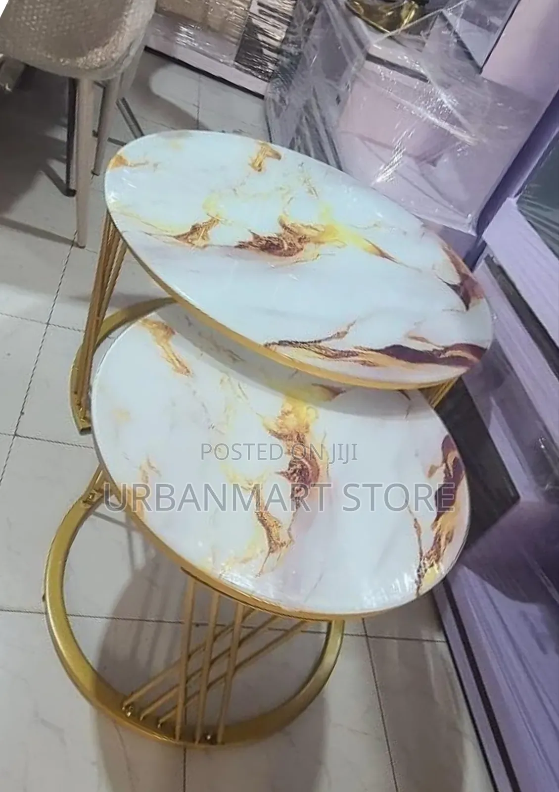 White Marble Nesting Coffee Table – Glass Effect