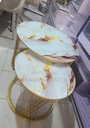 White Marble Nesting Coffee Table – Glass Effect