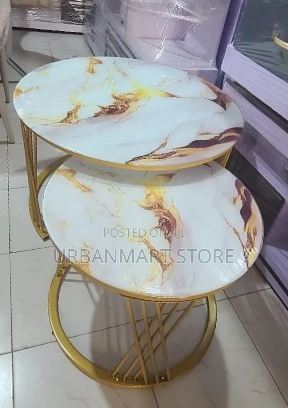 White Marble Nesting Coffee Table – Glass Effect