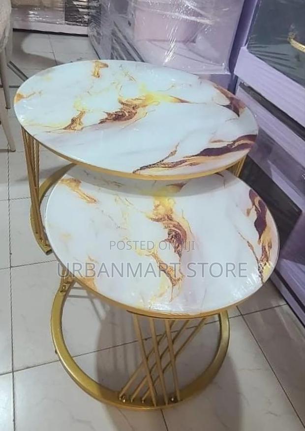White Marble Nesting Coffee Table – Glass Effect - thumbnail 2