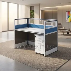 Office Workstation; Blue and Brown One User Office Workstation
