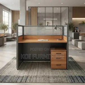Office Workstation; Blue and Brown One User Office Workstation