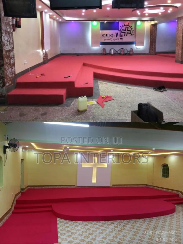Durable Church Altar Floor Carpets Wall to Wall Flooring Installation - main view