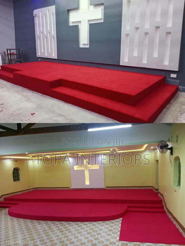 Durable Church Altar Floor Carpets Wall to Wall Flooring Installation - thumbnail 2