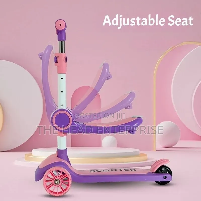 Pink Kids Adjustable Scooter With a Seat