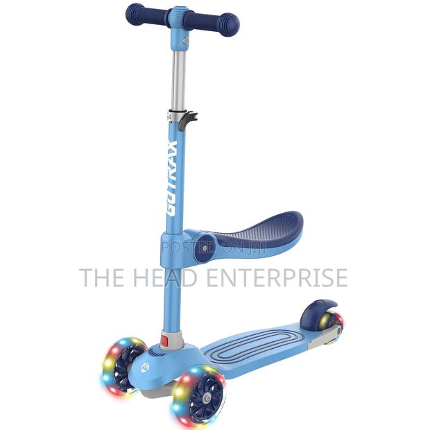 Blue Kids Manual Scooter With a Seat