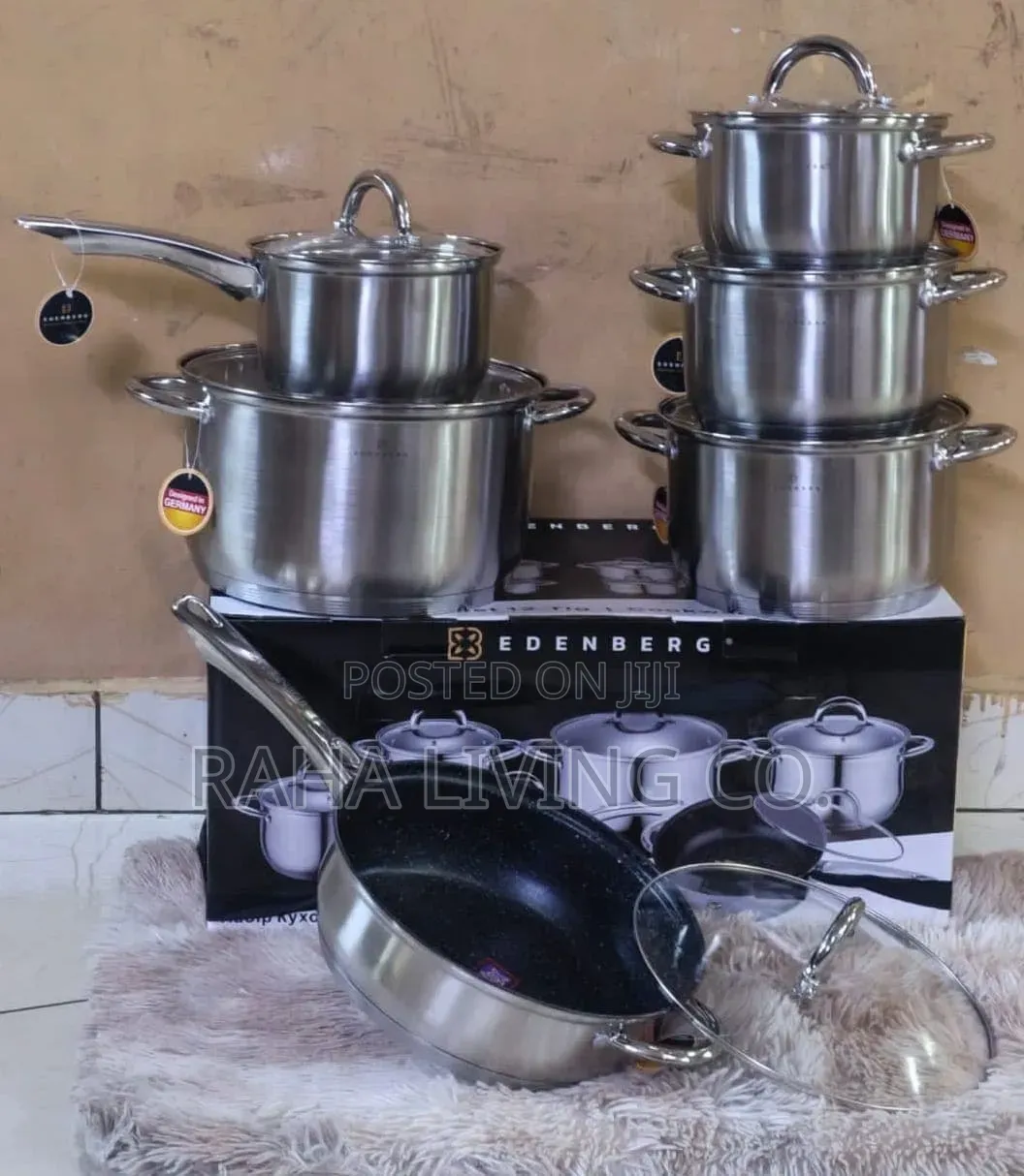 12-Piece Edenberg Stainless Steel Cookware Set | 6 Pots With Lids