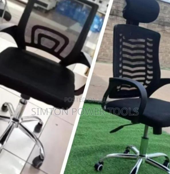 High-Back Ergonomic Secretarial Mesh Office Chair With Headrest, - thumbnail 2