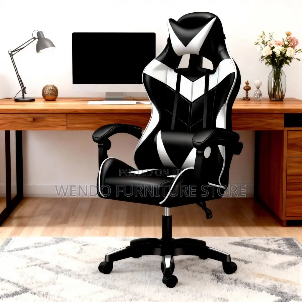 Office Chairs; Leather High Back Gaming Seat With Pillow Headrest