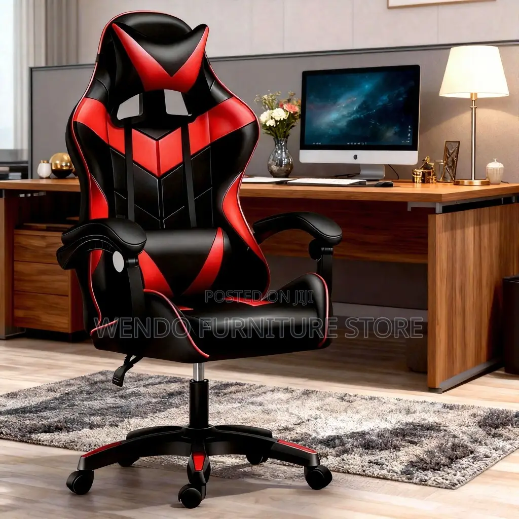 Office Chairs; Leather High Back Gaming Seat With Pillow Headrest