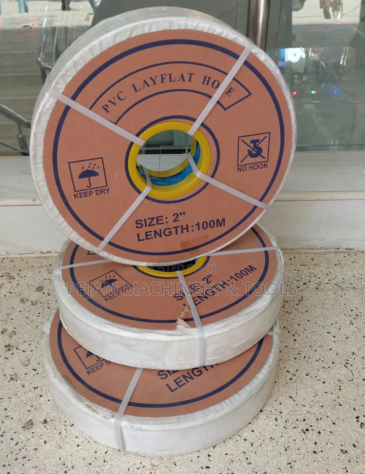 2-Inch by 100-Meter PVC Layflat Hoses Blue Delivery Pipe