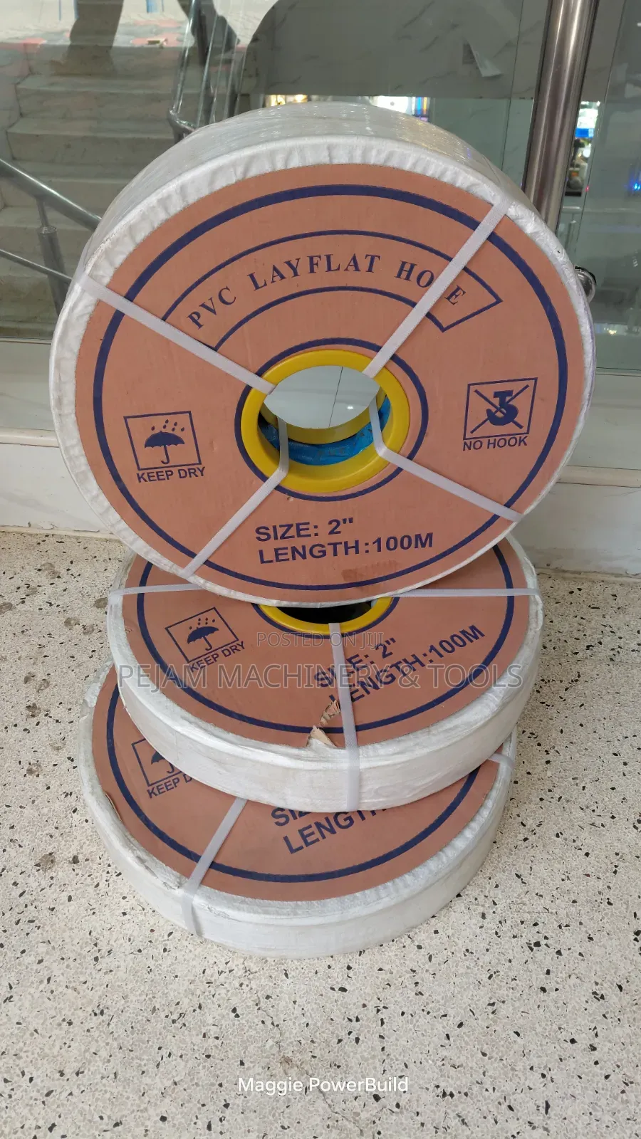 2-Inch by 100-Meter PVC Layflat Hoses Blue Delivery Pipe