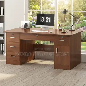 Office Desk; 1400MM Brown Home Office Lockable Desk