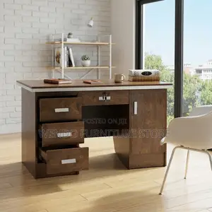 Office Desk; 1400MM Brown Home Office Lockable Desk