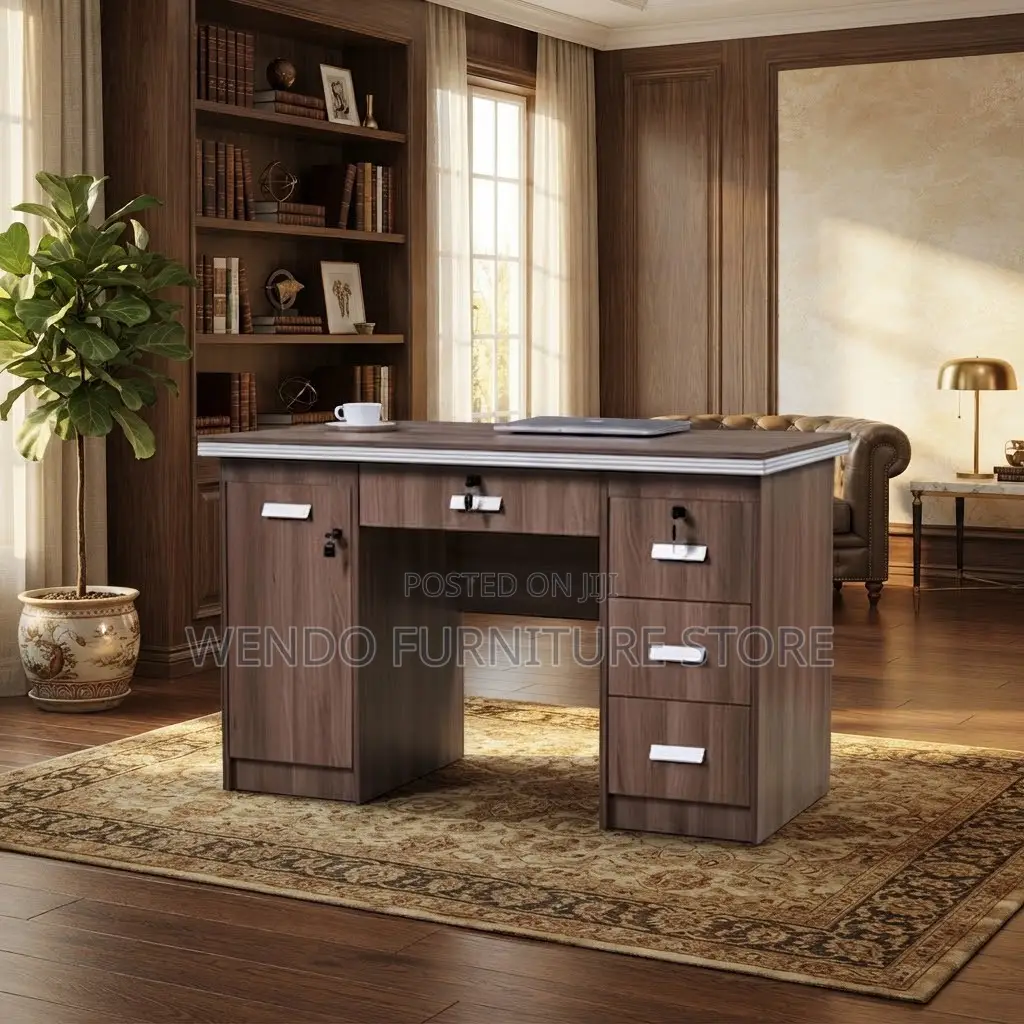 Office Desk; 1400MM Brown Home Office Lockable Desk