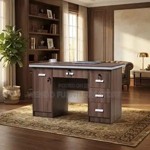 Office Desk; 1400MM Brown Home Office Lockable Desk