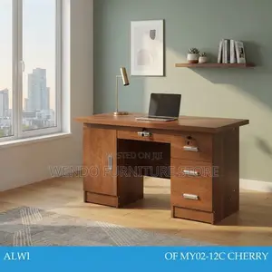 Office Desk; 1400MM Brown Home Office Lockable Desk