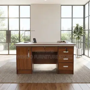 Office Desk; 1400MM Brown Home Office Lockable Desk