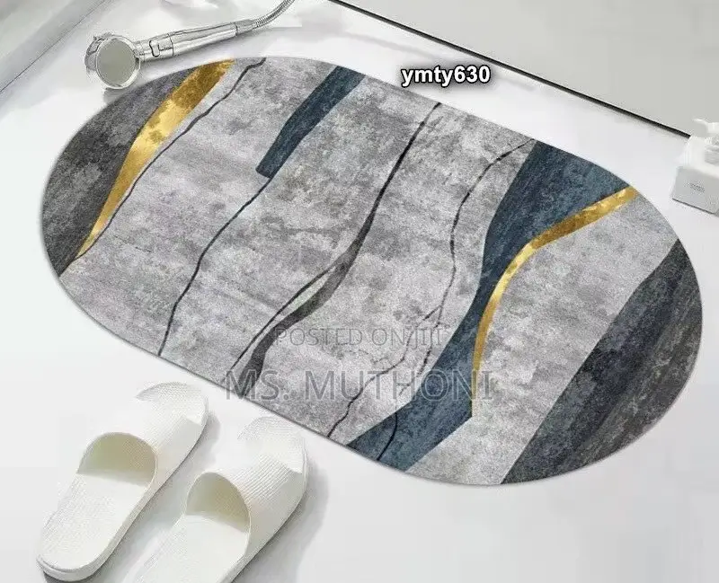 Super-Absorbent Oval Floor Mats With Anti-Slip Rubber Undersides,