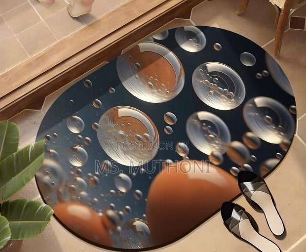 Super-Absorbent Oval Floor Mats With Anti-Slip Rubber Undersides, - thumbnail 7
