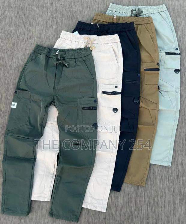 Quality Casual Unisex Side Pocket Cargo Plain Trouser Pants Available - thumbnail 2