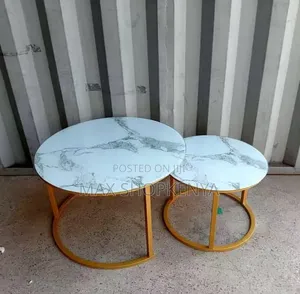 Marble Nesting Coffee Table Glass Effect – White