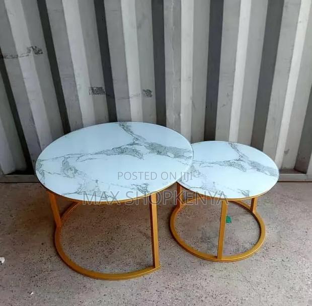 Marble Nesting Coffee Table Glass Effect – White