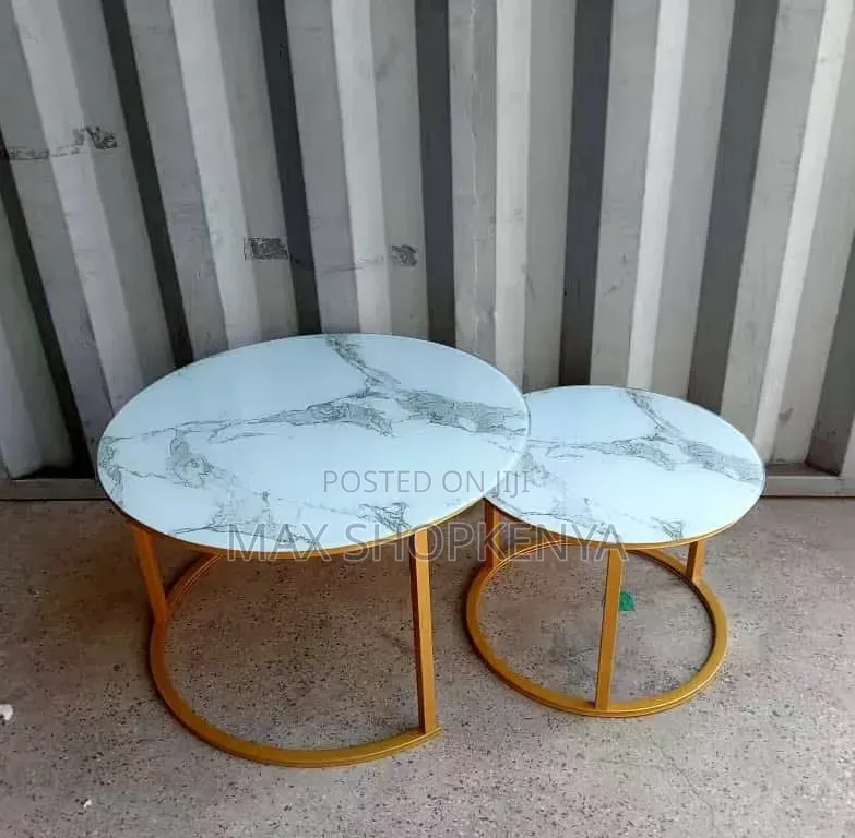 Marble Nesting Coffee Table Glass Effect – White