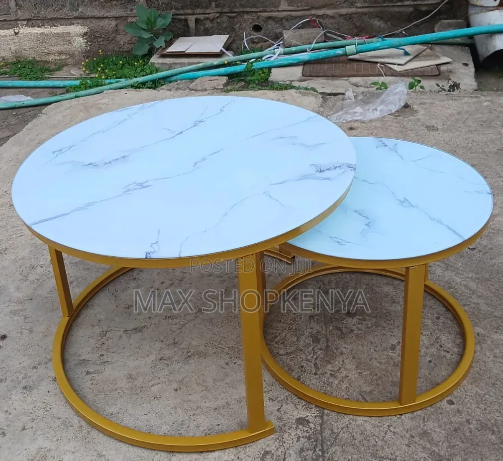 Marble Nesting Coffee Table Glass Effect – White