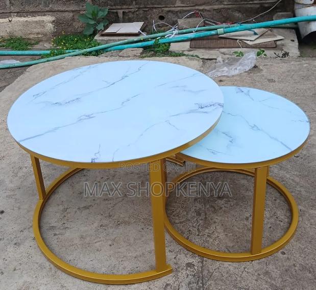 Marble Nesting Coffee Table Glass Effect – White - thumbnail 2